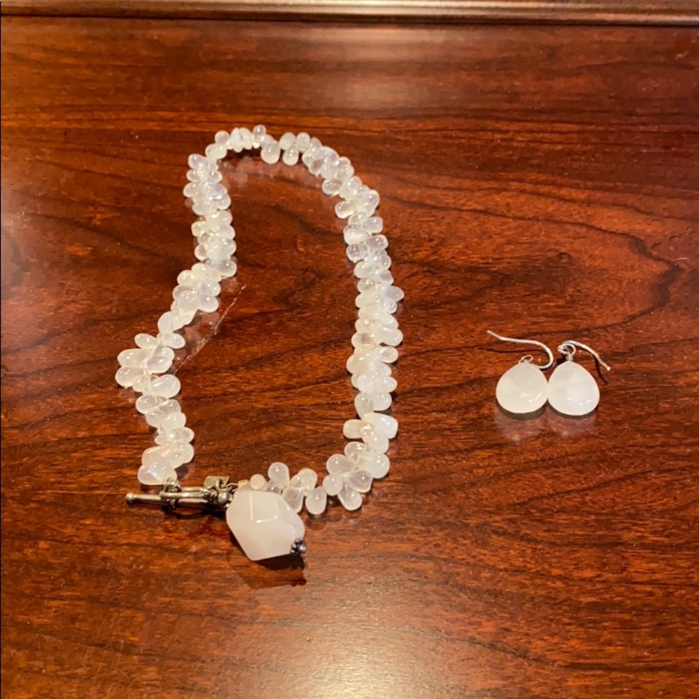 Silpada Rose quartz necklace and earrings